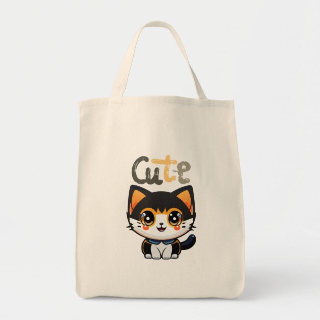Bolsa Tote Design de gato preto bonito| amante de gatos | com (Frente)