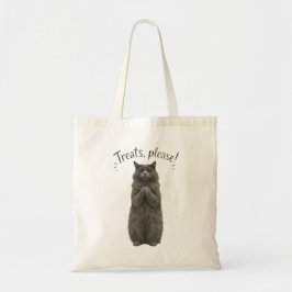 Bolsa Tote Design de Gato Preto Engraçado Pedindo Guloseimas