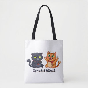 Bolsa Tote Design de Gatos Fofos que Atraem Opostos