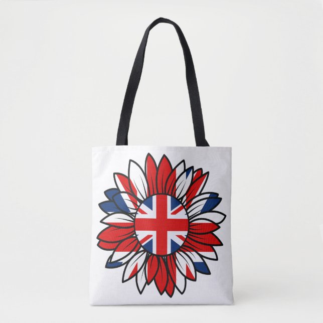 Bolsa Tote Design de Girassol da Bandeira Britânica Feminino (Frente)