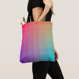 Bolsa Tote Design de Gradiente de Pixels Coloridos