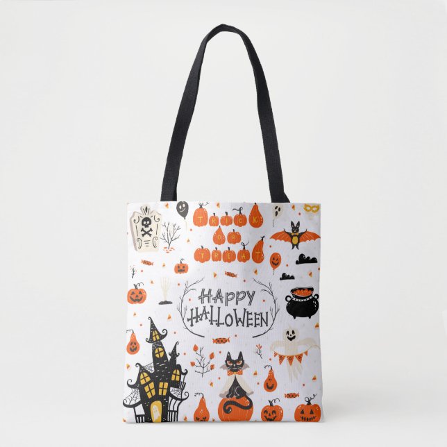 Bolsa Tote Design de Halloween. Clipes de Halloween com (Frente)