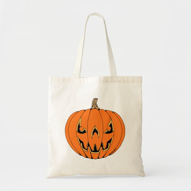 Bolsa Tote Design de Halloween do Assustador Jack-o'-Lanterna (Frente)
