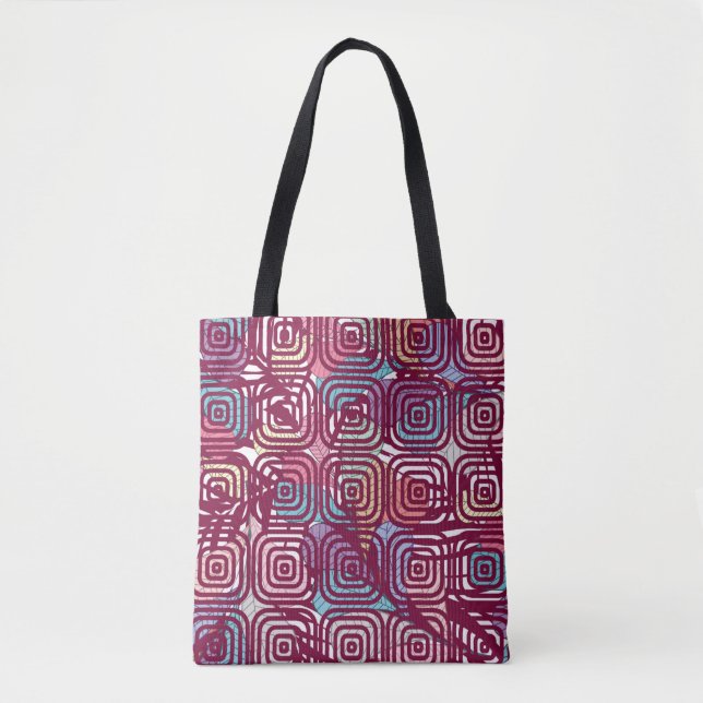Bolsa Tote design de ilustração colorida da safra abstrato (Frente)