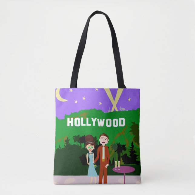 Bolsa Tote Design de Ilustração de Caractere Retroativo de Da (Frente)
