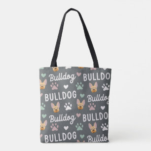 Bolsa Tote Design de Impressão de Paw Bulldog Francês