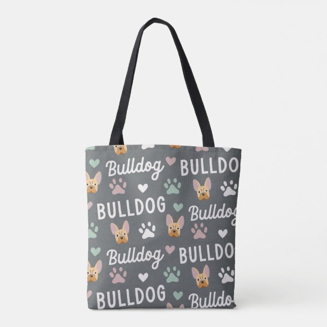 Bolsa Tote Design de Impressão de Paw Bulldog Francês (Verso)