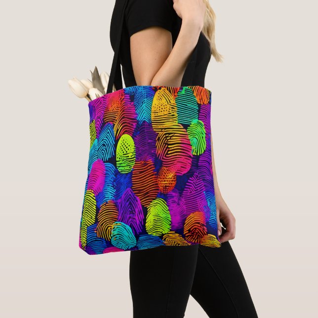 Bolsa Tote Design de Impressão Digital Vibrante (Close Up)