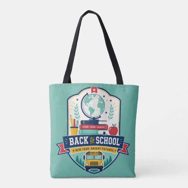 Bolsa Tote Design de Insígnia de Volta às Aulas (Verso)
