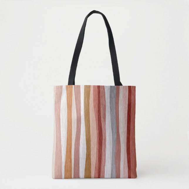 Bolsa Tote Design de Listra Vertical Neutra Quente Sem Costur (Frente)