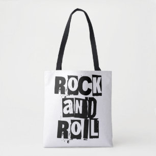 Bolsa Tote design de logotipo ousado e desgastado de Rock and