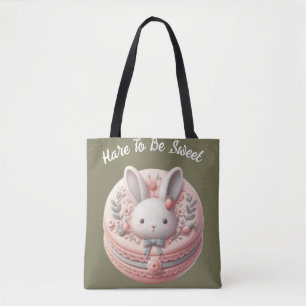 Bolsa Tote Design de Macaron de Lebre Personalizado para Ser