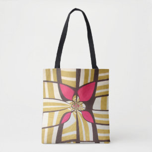 Bolsa Tote design de marfim floral vermelho excelente