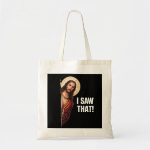 Bolsa Tote Design de meme cristão engraçado de Jesus "Eu Vi I
