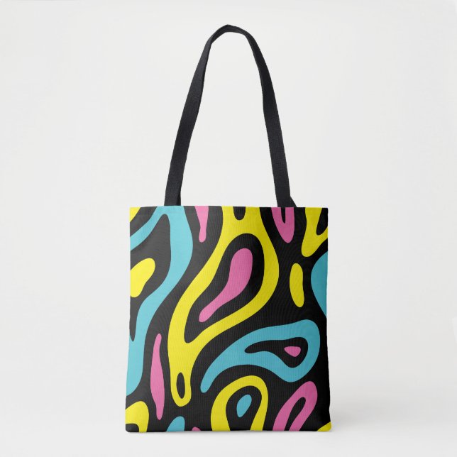 Bolsa Tote Design de Memphis colorido brilhantemente (Frente)