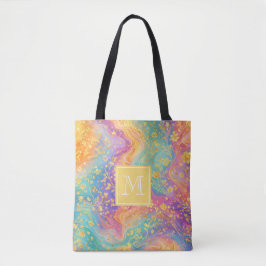 Bolsa Tote Design de Monograma Floral Abstrato Moderno com Br