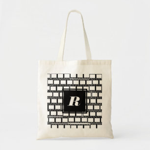 Bolsa Tote Design de Monograma Preto e Branco para Amantes de