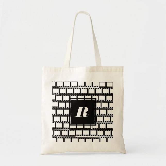 Bolsa Tote Design de Monograma Preto e Branco para Lovers de  (Frente)
