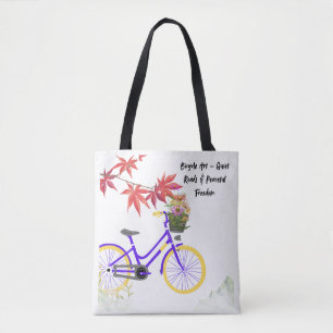 Bolsa Tote Design de Motivação de Bicicleta Floral