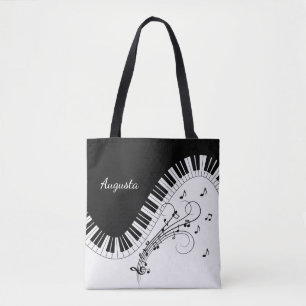 Bolsa Tote Design de música para teclado de piano com nome