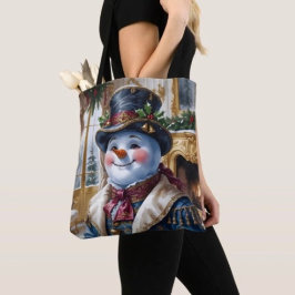 Bolsa Tote Design de Natal de Boneco de Neve Vitoriano