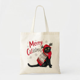 Bolsa Tote Design de Natal de Gato Preto Engraçado