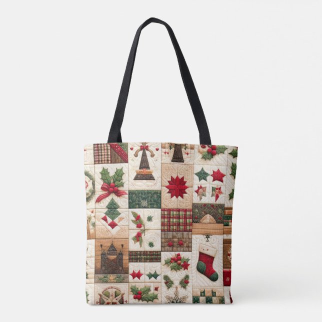 Bolsa Tote Design de Natal Inclinado (Verso)