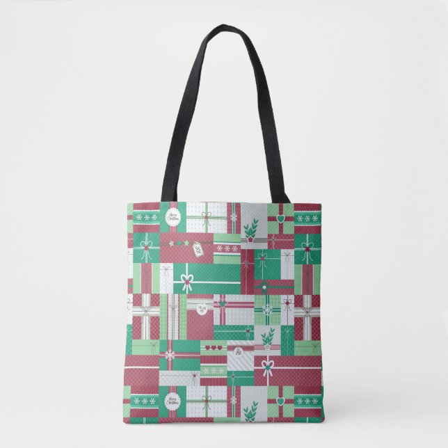 Bolsa Tote Design de Natal para presentes mosaicos de Natal (Frente)
