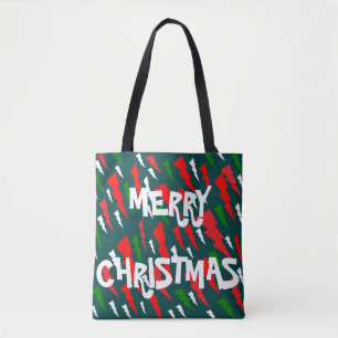 Bolsa Tote Design de Natal, texto branco verde