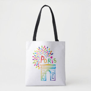 Bolsa Tote Design de néon de Paris France Arco do Triunfo