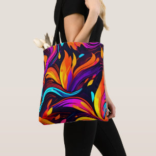 Bolsa Tote Design de Neon Fire com Ícones de Fiery