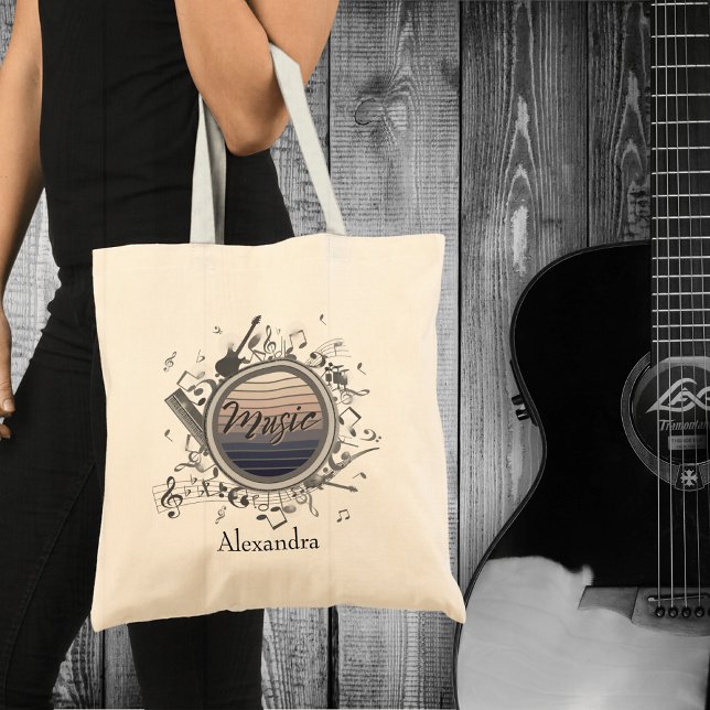 Bolsa Tote Design de Notas de Música Modernas (Criador carregado)