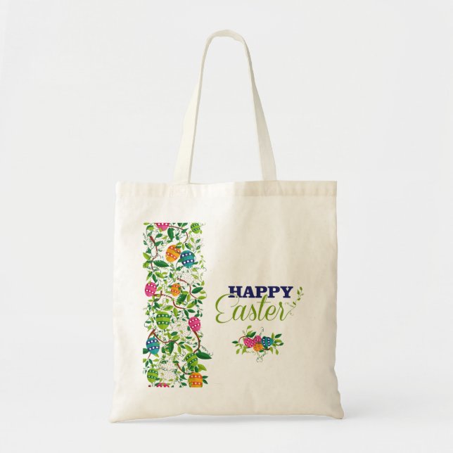 Bolsa Tote Design de Ovos de Páscoa e Flores de Mola (Frente)