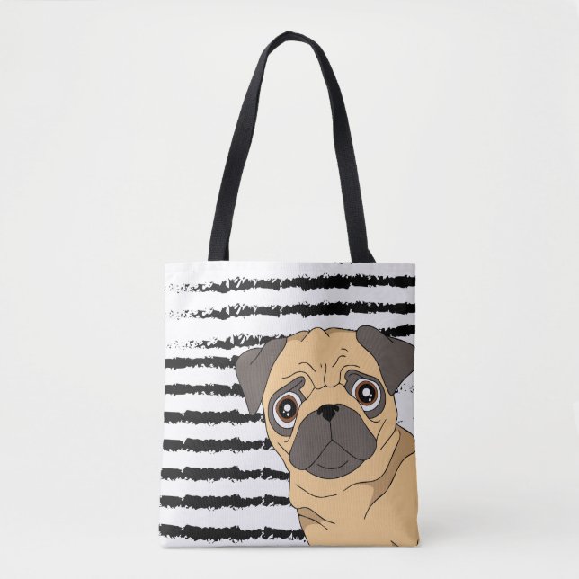 Bolsa Tote Design de padrão branco preto (Frente)