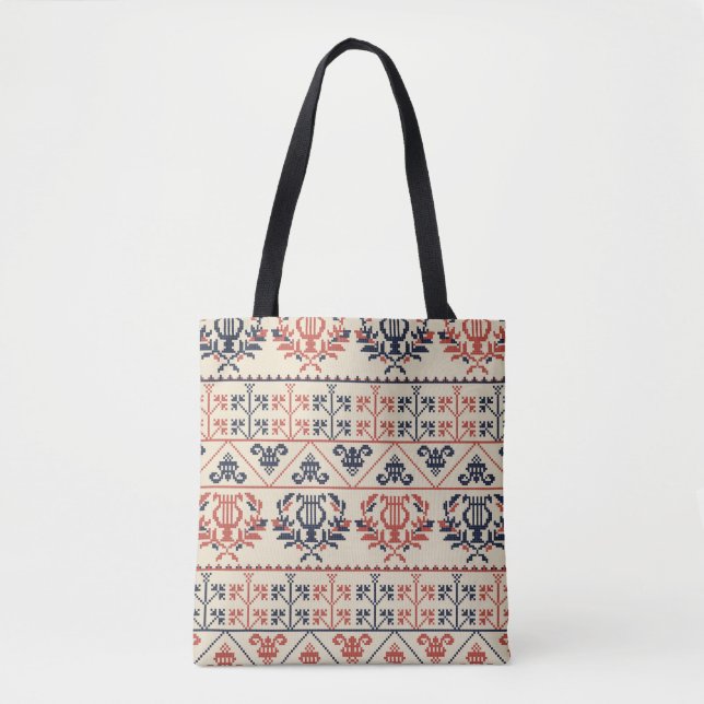 Bolsa Tote Design de padrão constante com palestino tradicion (Frente)