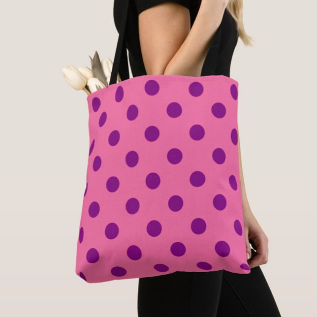 Bolsa Tote Design De Padrão De Bolinhas Roxo A Rosa (Criador carregado)