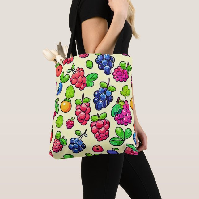 Bolsa Tote Design de Padrão de Frutas Bagas (Close Up)
