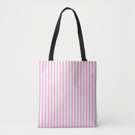 Bolsa Tote Design de padrão de listra vertical rosa branco