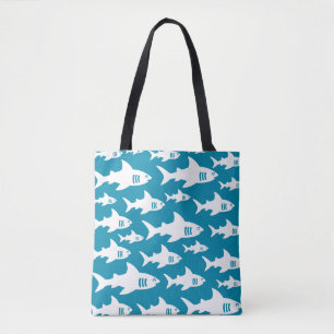 Bolsa Tote Design de padrão de tubarões