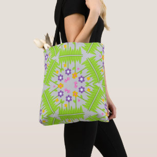 Bolsa Tote design de padrão floral contínuo caleidoscópio