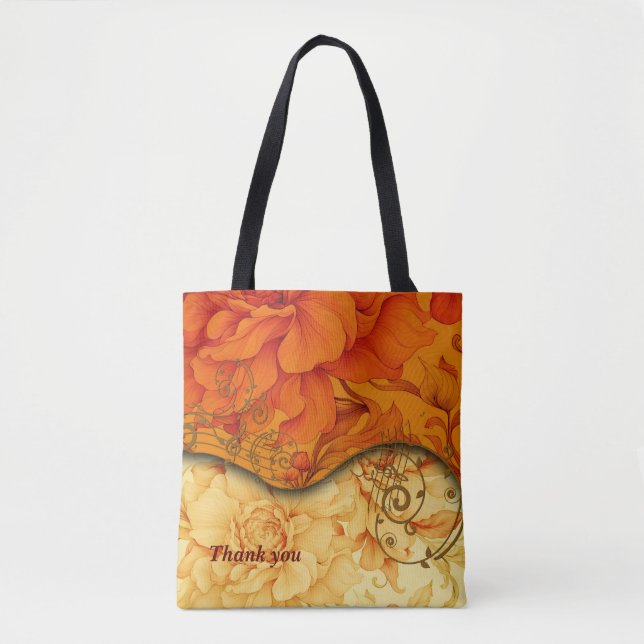 Bolsa Tote Design de padrão floral elegante (Frente)