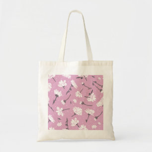 Bolsa Tote Design de Padrão Floral Rosa - Arte Flor Elegante