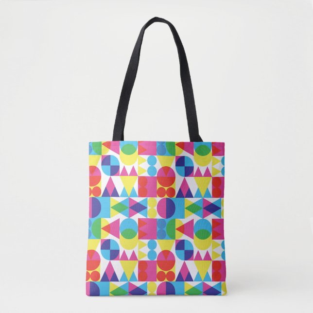 Bolsa Tote design de padrão geométrico abstrato. (Frente)