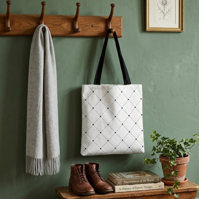 Bolsa Tote Design de padrão preto e branco moderno (Criador carregado)