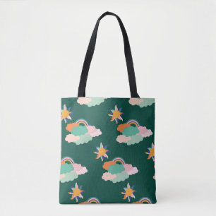Bolsa Tote Design de padrão sem costura com nuvens coloridas