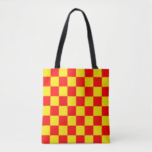 Bolsa Tote Design de Padrão Verificado de Verificação Amarelo