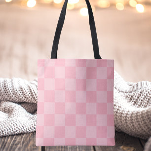 Bolsa Tote Design de padrão xadrez colorido moderno