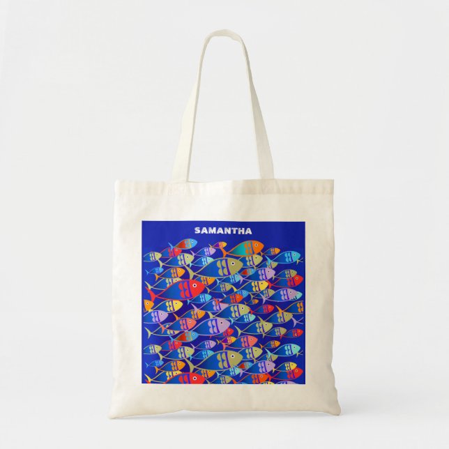 Bolsa Tote Design de Peixe de Coloração Brilhante Personaliza (Frente)