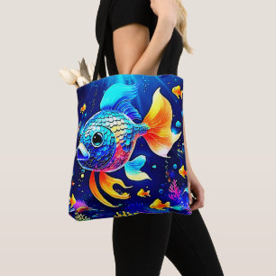 Bolsa Tote Design de Peixes de Recifes Vibrantes