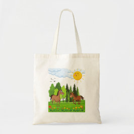 Bolsa Tote Design de pequenos cavalos para crianças